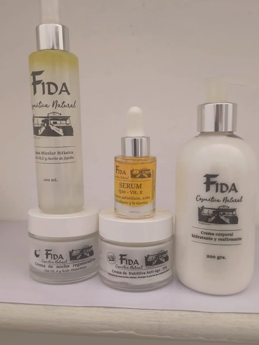 Línea de productos FIDA: sérums, cremas y emulsión corporal